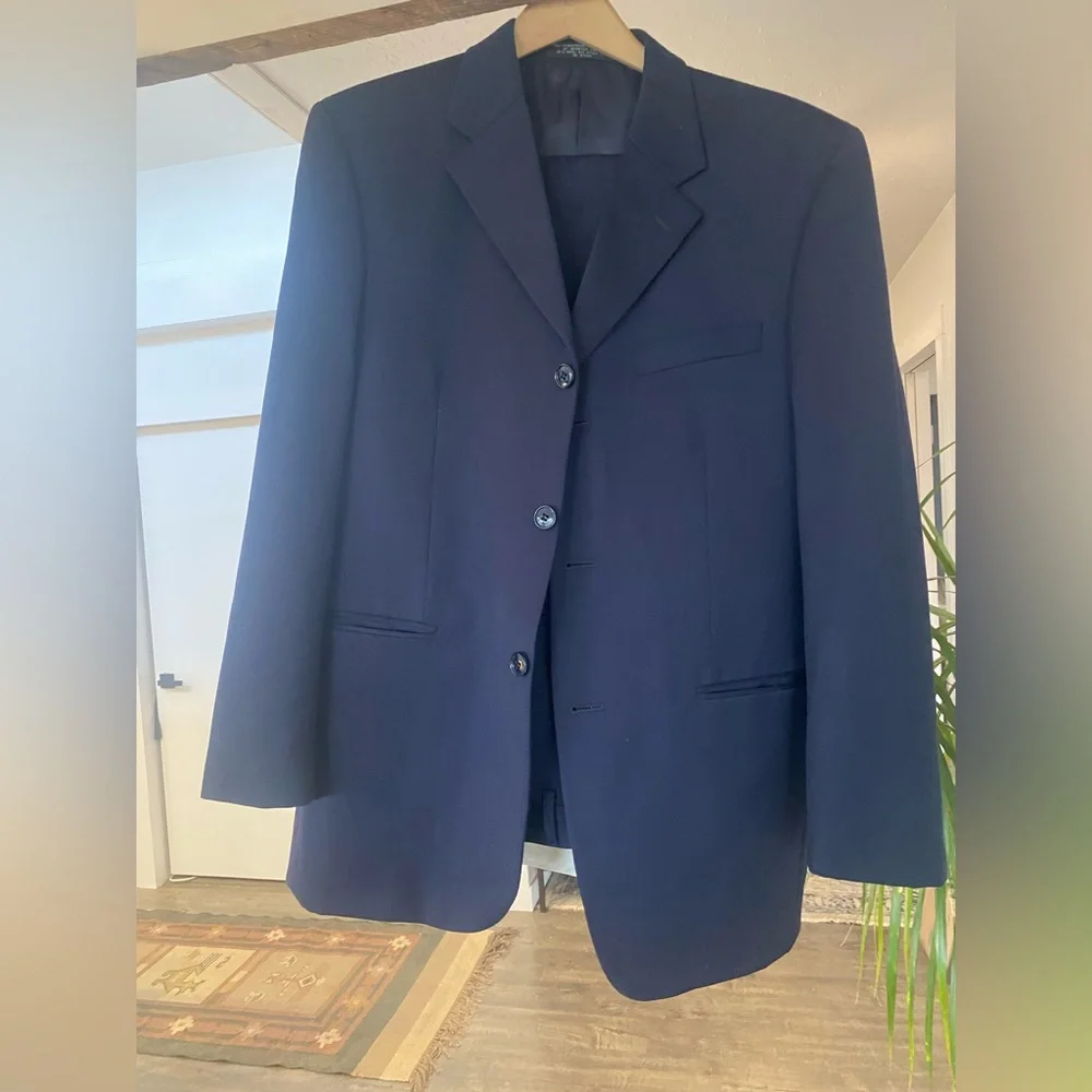Jones New York‎ Dark Navy Men's Pleated Cuff Classic Suit Preowned